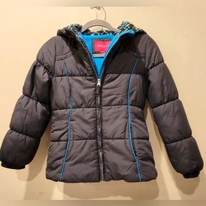 London Fog - Girl's Puffer Hooded Jacket Coat front zippered Size M 10/12